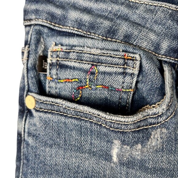 Judy Blue Straight Fit Size 9/29 Jean Distressed Blue Denim Rainbow - Picture 5 of 5